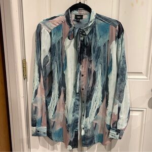 Multicolor Abstract Button-Up Blouse